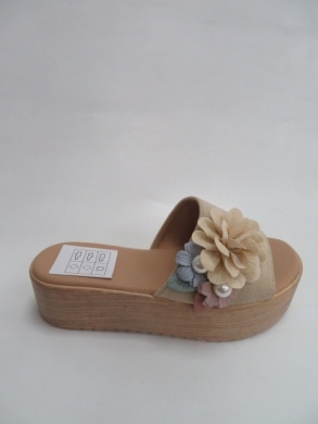 Klapki damskie na koturnie (36-41) 8037-4 BEIGE