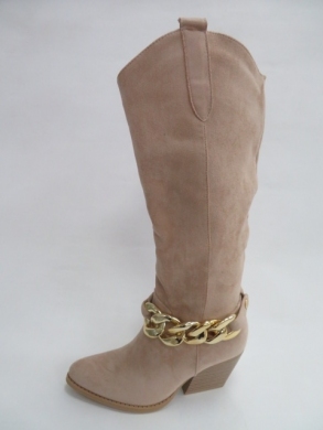 Kozaki damskie ocieplane na obcasie (36-41) RQ405 BEIGE