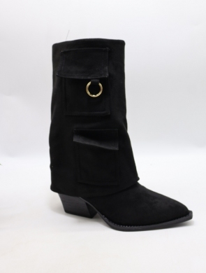 Kozaki damskie ocieplane na obcasie (36-41) FC77-1 BLACK