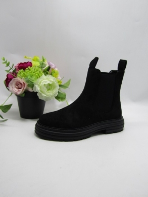 Botki damskie ocieplane na płaskim (36-41) 5772 BLACK/PU
