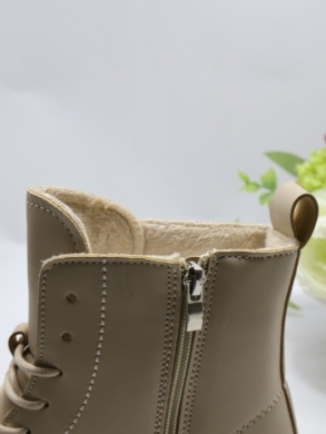 Botki damskie ocieplane na płaskim (36-41) E8209-3 BEIGE