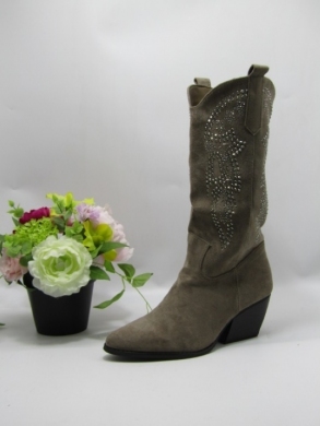 Kozaki damskie ocieplane na obcasie (36-41) E8630 KHAKI