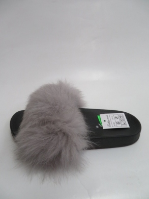 Klapki damskie z futerkiem (36-41) CZ600 NATURAL GREY