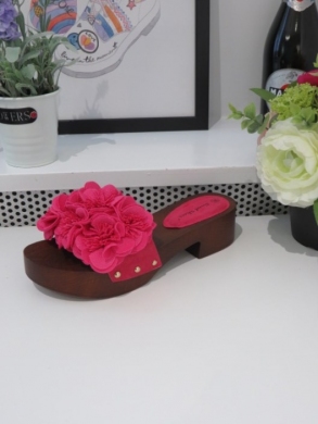 Klapki damskie na obcasie (36-41) LS177 FUCHSIA
