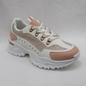 Buty sportowe damskie na płaskim (36-41) AB967 WHITE/PINK