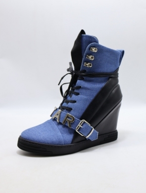 Botki damskie ocieplane na koturnie (36-41) 0-581 BLUE/BL
