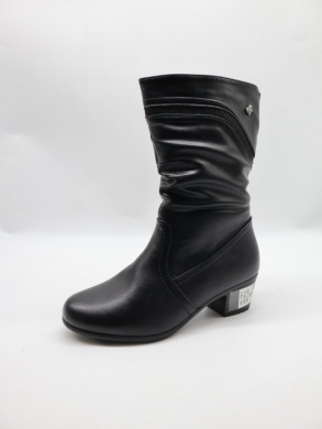 Kozaki damskie ocieplane na obcasie (37-42) 2817-1 BLACK