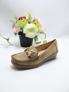 Mokasyny damskie na koturnie (36-41) Q-15 KHAKI
