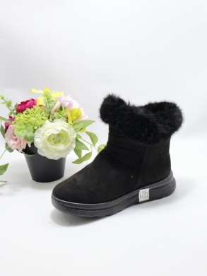 Botki damskie ocieplane na płaskim (36-41) 599-4 BLACK