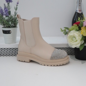 Botki damskie na płaskim (36-41) 5182-6A BEIGE