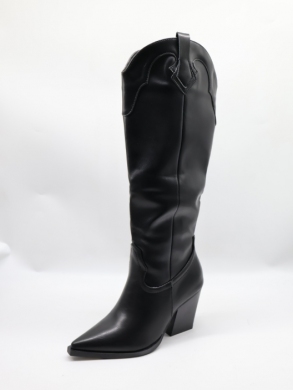 Kozaki damskie ocieplane na obcasie (36-41) 7600 BLACK