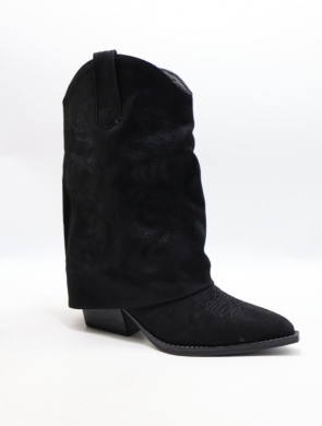 Kozaki damskie ocieplane na obcasie (36-41) FC75 BLACK