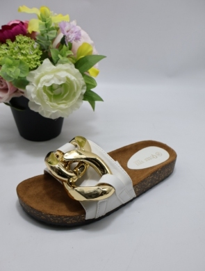 Klapki damskie na płaskim (36-41) 98-45 WHITE