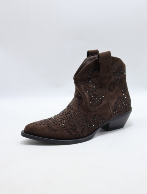 Botki damskie na obcasie (36-41) 7663A BROWN
