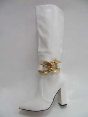 Kozaki damskie ocieplane na obcasie (36-41) 588-1A WHITE