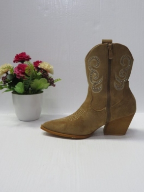 Botki damskie ocieplane na obcasie (36-41) 2623 KHAKI