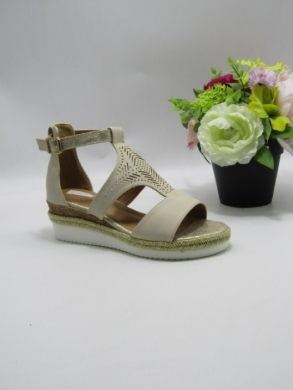 Sandały damskie na koturnie (36-41) F6525 BEIGE