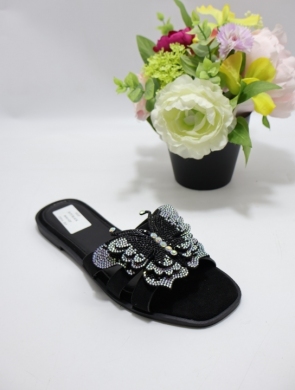 Klapki damskie na płaskim (36-41) R172 BLACK
