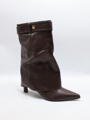 Kozaki damskie na szpilce (36-41) 77-643 BROWN