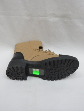 Botki damskie ocieplane na płaskim (36-41) AF-223 KHAKI/BLACK