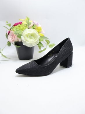 Czółenki damskie na obcasie (36-41) B8374-1 BLACK
