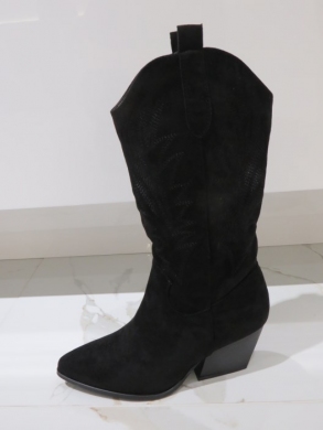 Kozaki damskie ocieplane na obcasie (36-41) DQR7565 BLACK