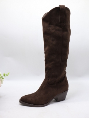 Kozaki damskie na obcasie (36-41) 7691A BROWN