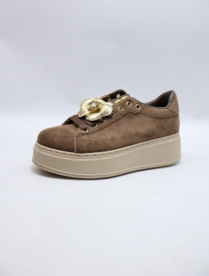 Buty sportowe damskie na płaskim (36-41) L-623 BROWN