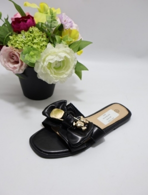 Klapki damskie na płaskim (36-41) 106-23 BLACK