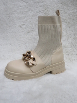 Botki damskie na płaskim (36-41) FR620 BEIGE