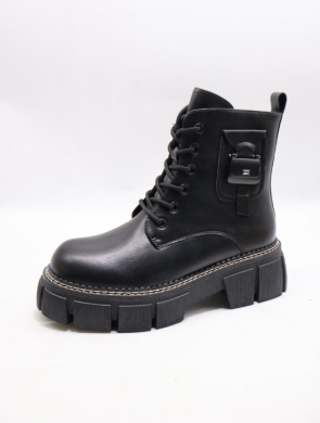 Botki damskie ocieplane na płaskim (36-41) X0387-19A BLACK