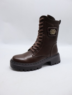 Botki damskie ocieplane na płaskim (36-41) QH7735 BROWN