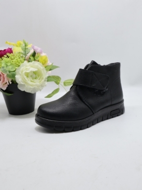 Botki damskie ocieplane na płaskim (37-42) W77-12 BLACK