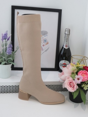 Kozaki damskie na obcasie (36-41) RXJ200 BEIGE