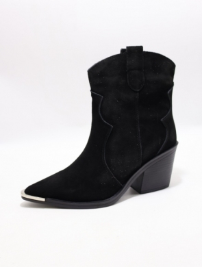 Botki damskie ocieplane na obcasie (36-41) 6397 BLACK-SKO