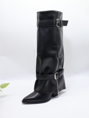 Kozaki damskie na obcasie (36-41) 7676A BLACK