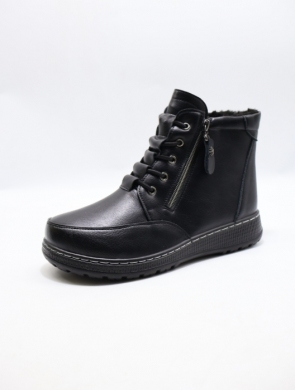 Botki damskie ocieplane na płaskim (36-41) 60922 BLACK