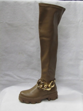 Kozaki damskie na płaskim (36-41) DE1085P KHAKI