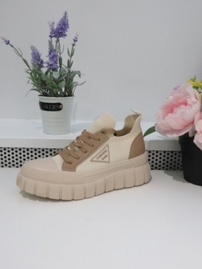 Buty sportowe damskie na płaskim (36-41) 23003 BEIGE