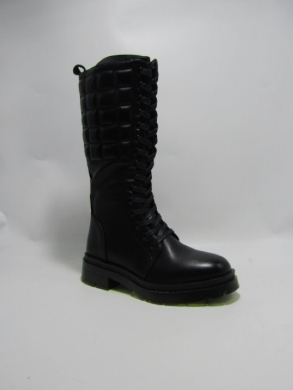 Kozaki damskie ocieplane na płaskim (36-41) H-7626 BLACK