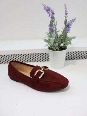 Mokasyny damskie na płaskim (36-41) H8-967 WINE/RED