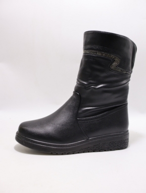 Botki damskie ocieplane na płaskim (37-42) 503-8 BLACK