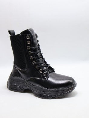 Botki damskie ocieplane na płaskim (36-41) D20-75915 BLACK