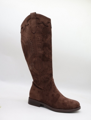 Kozaki damskie na płaskim (36-41) H198 BROWN