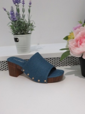 Klapki damskie na obcasie (36-41) 8338-235 BLUE