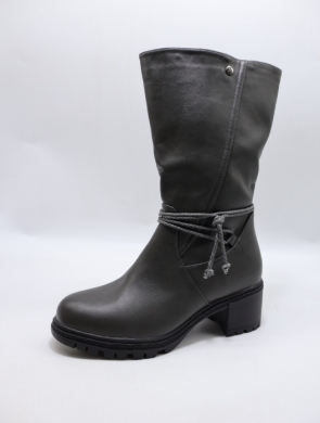Kozaki damskie ocieplane na obcasie (36-41) M862-5 GREY