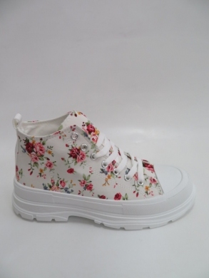 Trampki damskie na koturnie (36-41) G19 WHITE/FLOWER
