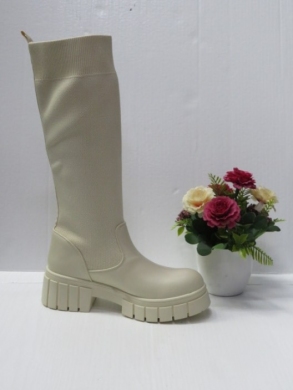 Kozaki damskie na płaskim (36-41) RQ438 BEIGE