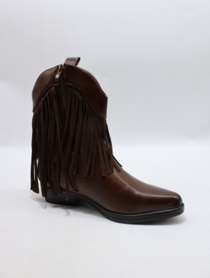 Botki damskie na płaskim (36-41) 9255 BROWN
