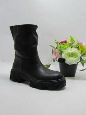Botki damskie ocieplane na płaskim (36-41) QT19 BLACK